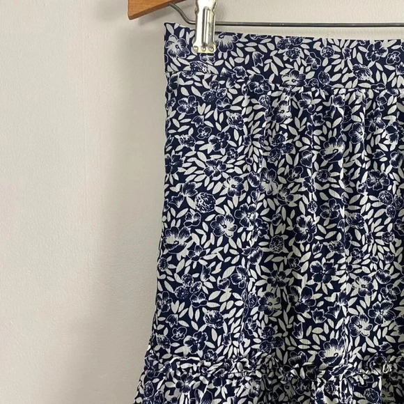 J. Crew Navy and White Floral Ruffle Mini Skirt - Picture 3 of 14